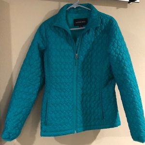 Polka dot green blue water repellant jacket